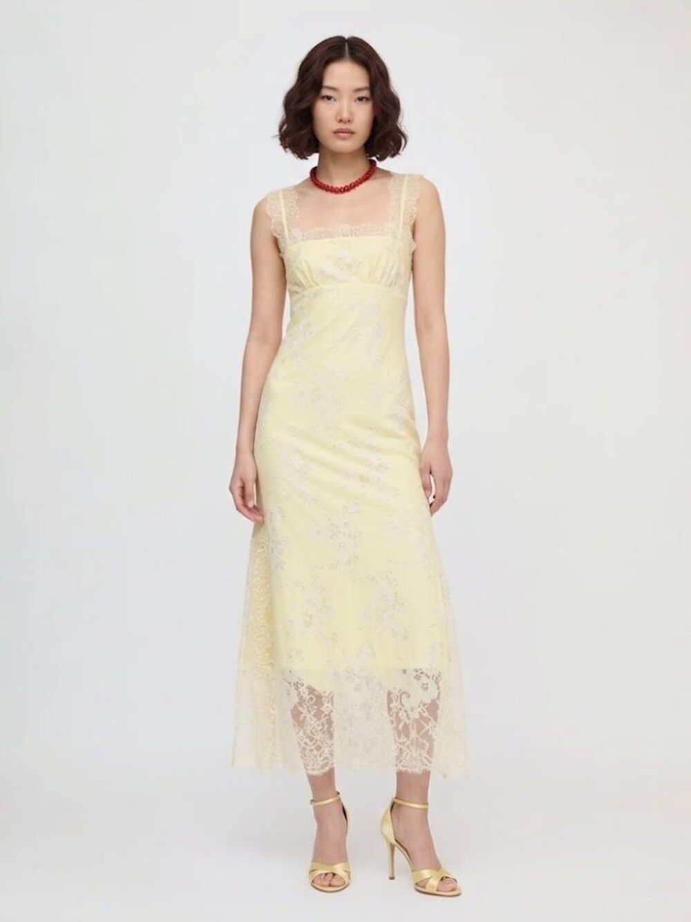 NWT Hill House Alba in Yellow White Lace Maxi Dress XS